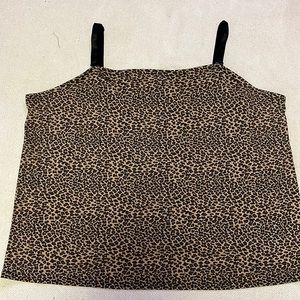 Apostrophe Camisole Woman's Size 3X Stretchy Knit Leopard Print Cami